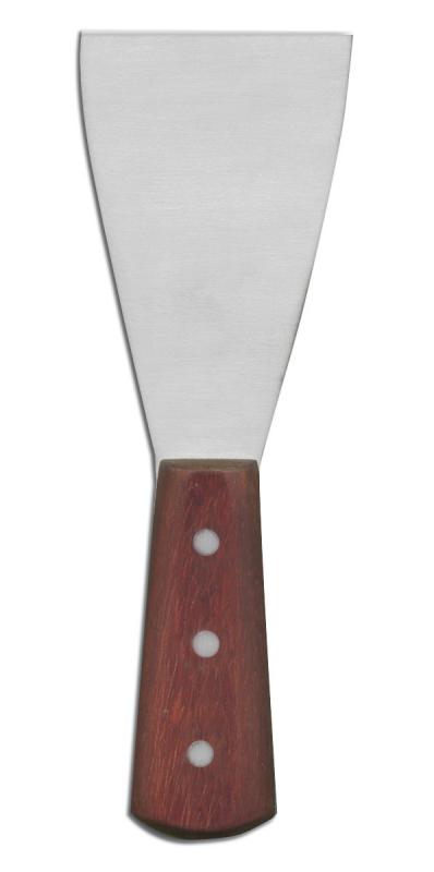 4 4.75" x 3" Stainless Steel Pan Scraper with Wooden Handle